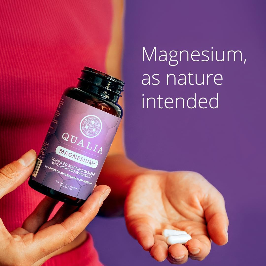 Qualia Magnesium Supplement | 10 Bioavailable Forms, Including Magnesium Glycinate, with 70+ Supporting Minerals, +7 Amino Acids | Doctor-Formulated to Support Sleep, Stress Relief, Heart, Relaxation
