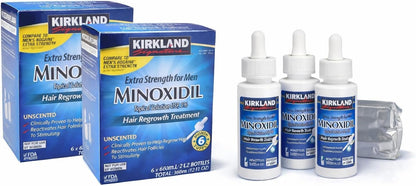 Kirkland Minoxidil 5% Extra Strength Men Hair Regrowth (12 Month Supply) | 5% minoxidil topical solution for men; extra strength hair regrowth treatment; unscented; 12 month with dropper