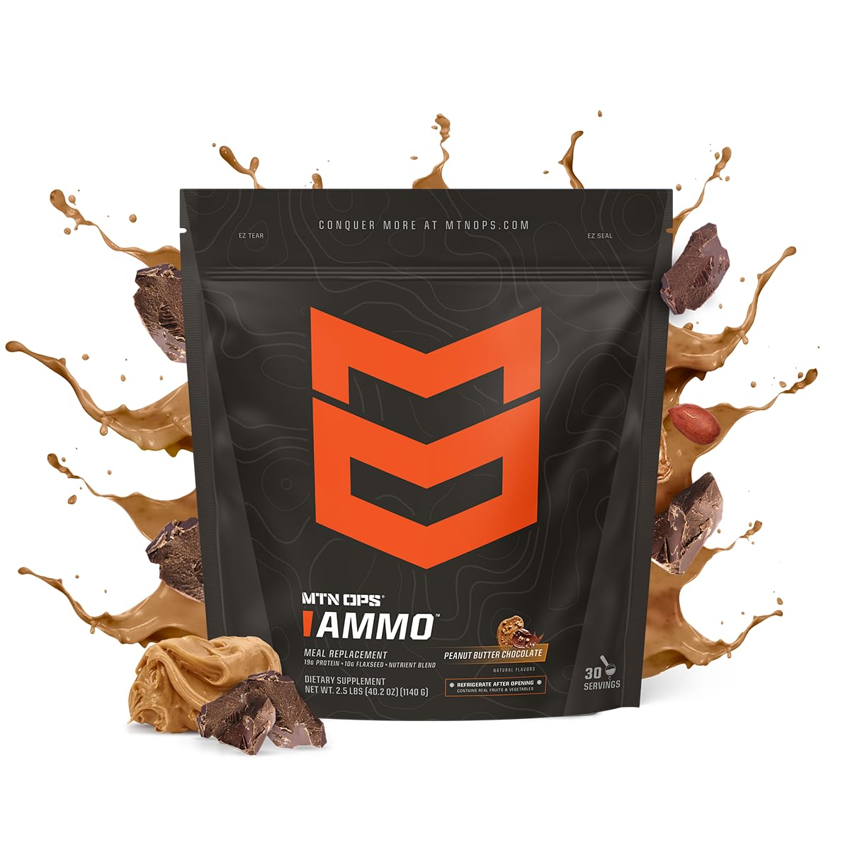 MTN OPS Ammo Meal Replacement Protein Powder, Peanut Butter Chocolate