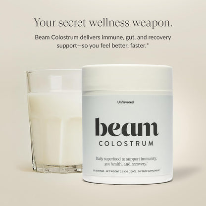 BEAM Glow + Colostrum Powder Bundle – Beauty and Gut Health Superfood Duo for Radiant Skin, Healthy Hair, Immune Support, Digestive Balance, Hydration, and Daily Wellness from Within