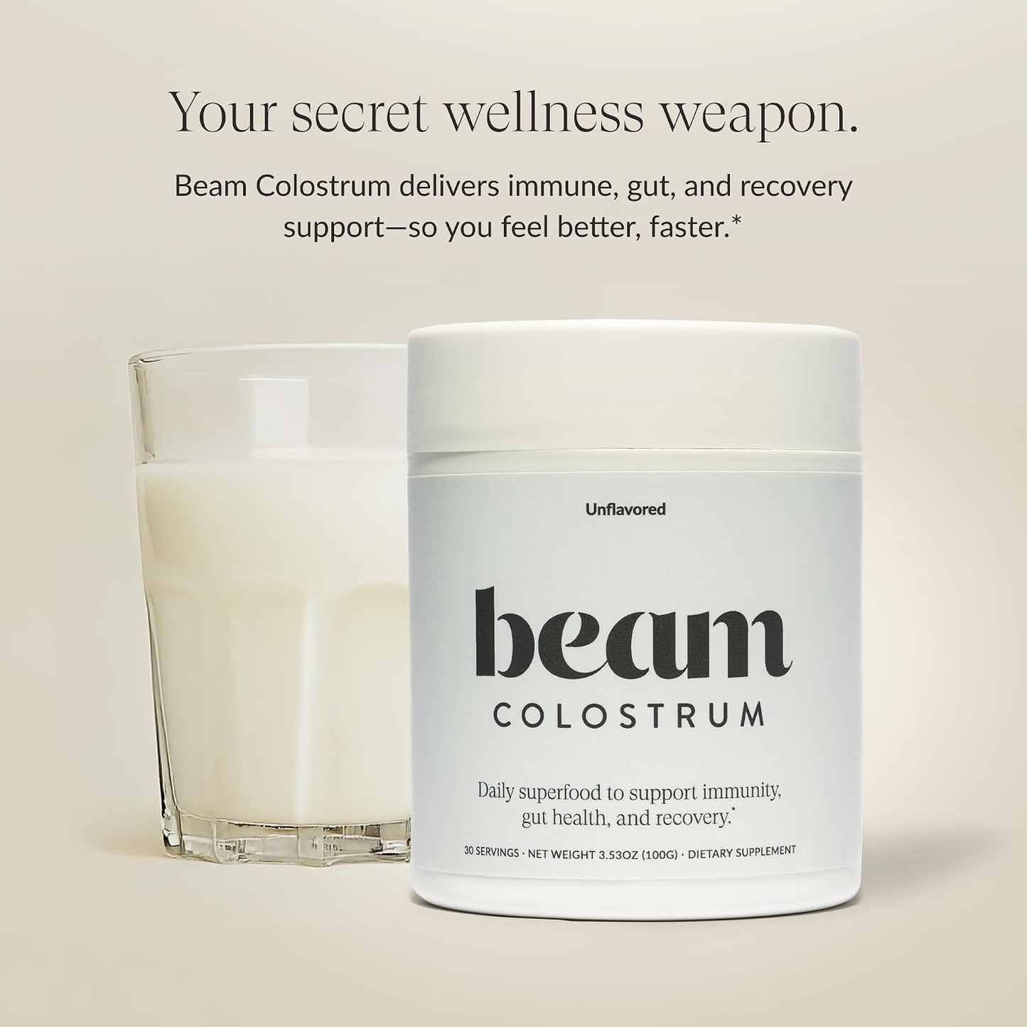 BEAM Glow + Colostrum Powder Bundle – Beauty and Gut Health Superfood Duo for Radiant Skin, Healthy Hair, Immune Support, Digestive Balance, Hydration, and Daily Wellness from Within