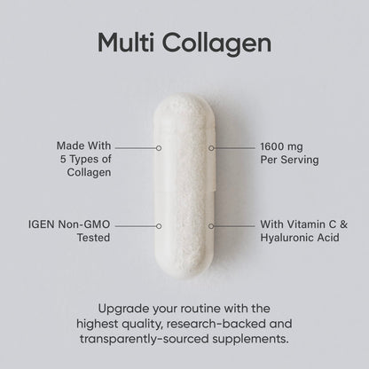 Sports Research Multi Collagen Pills (Type I, II, III, V, X) Hydrolyzed Collagen Peptides