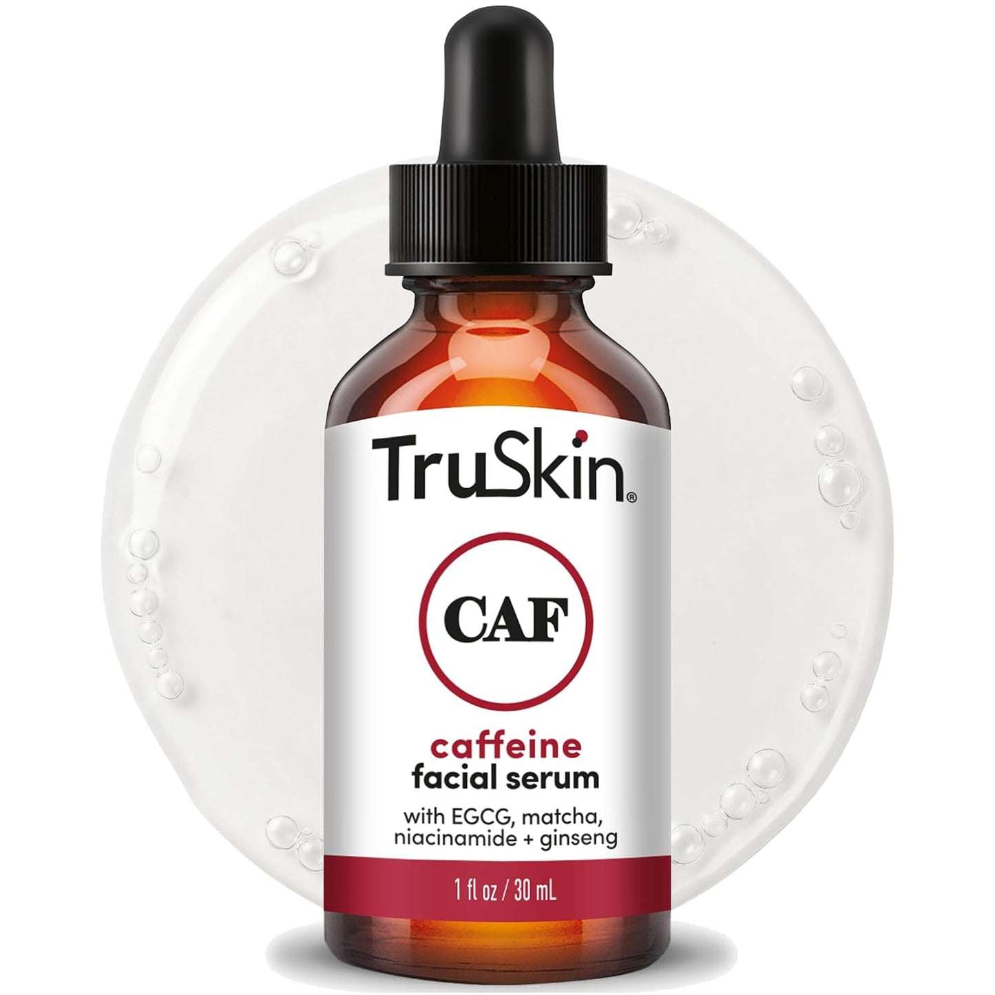 TruSkin Caffeine Face & Eye Serum for Dark Circles & Puffiness, 1 fl oz | With 5% Caffeine, EGCG, Niacinamide, Matcha & Ginseng to visibly refresh and energize tired-looking eyes