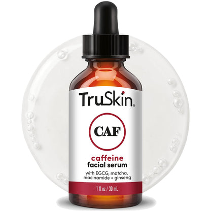 TruSkin Caffeine Face & Eye Serum for Dark Circles & Puffiness, 1 fl oz | With 5% Caffeine, EGCG, Niacinamide, Matcha & Ginseng to visibly refresh and energize tired-looking eyes