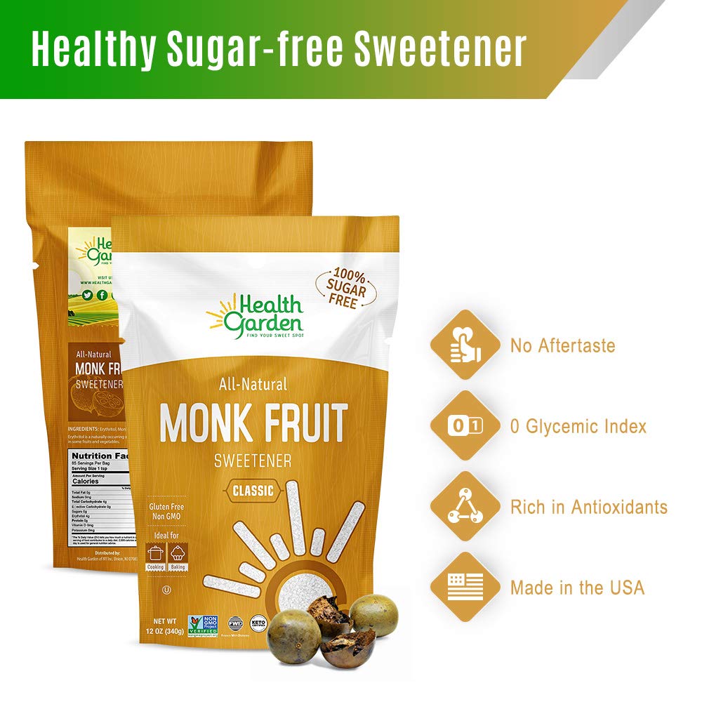 Health Garden Monk Fruit Sweetener, Golden Sugar Substitute - 2.5 lb