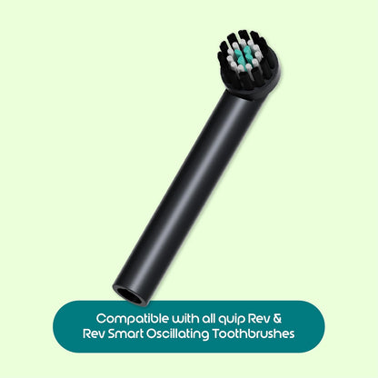quip Rev Oscillating Electric Toothbrush Replacement Heads, Black, 4 Pack