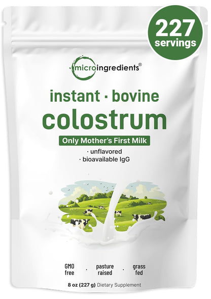 Micro Ingredients Bovine Colostrum Powder, 8 oz | Colostrum Supplement for Women & Men | Unflavored & Instant Dissolve | Non-GMO, Gluten-Free