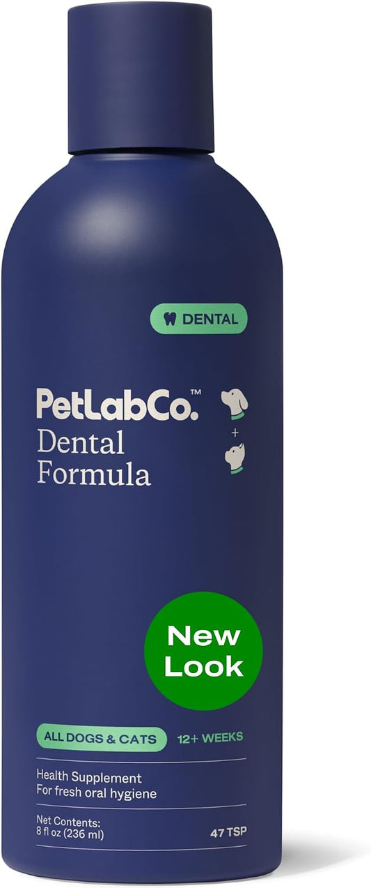 PetLab Co. Dental Formula for Dogs & Cats, Water Additive, 8 fl oz | Bad Breath, Plaque & Tartar Care with No Brushing - So Easy, Just Add To Water!