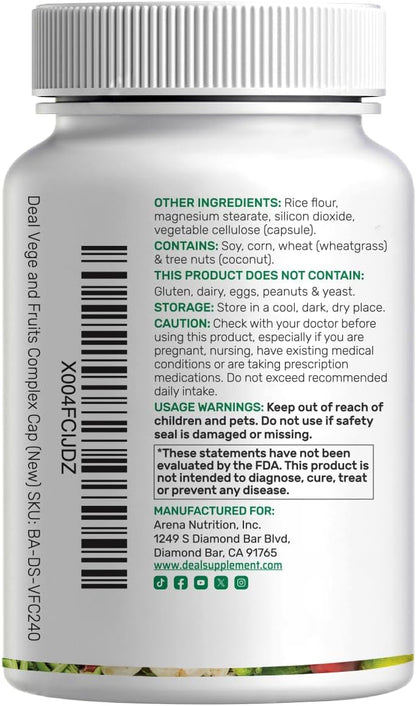 Nature’s Fruits & Veggies Supplement, 240 Veggie Capsules – 80 Whole Food Superfoods for Daily Balance – 40 Fruits with 40 Vegetables and Greens – Non-GMO, Gluten Free