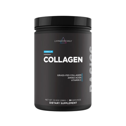 Livingood Daily Vanilla Collagen Powder for Women & Men, Hydrolyzed Collagen Peptides Powder with Vitamin C, Protein with 20 Amino Acids, Type I & III, Grass Fed, Keto, Paleo, Gluten Free, 30 Srvgs