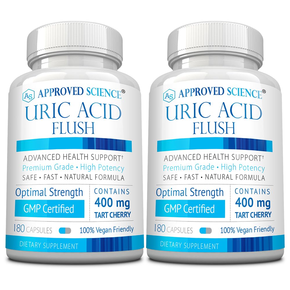 Approved Science Uric Acid Flush Supplement - Tart Cherry, Turmeric, Milk Thistle - Joint Support & Active Mobility - Made in USA - Vegan - 180 Capsules - 3 Month Supply