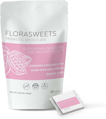 Florasweets Probiotic Chocolates | Gut Health | Chocolate for Weight Management | Metabolism Support | Sugar-Free Chocolate 3-Pack (90 Squares)