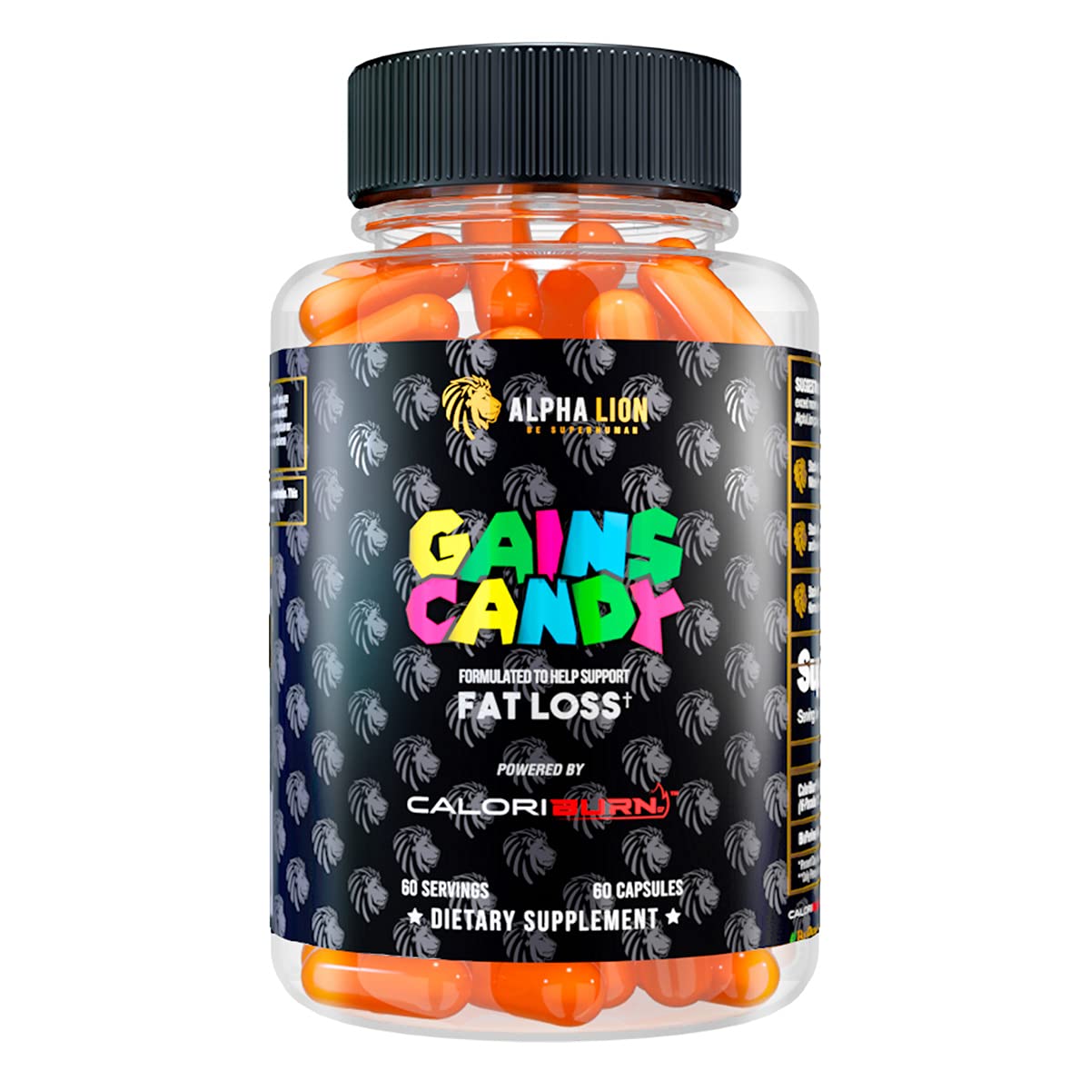 ALPHA LION Gains Candy, Supplement Pills that Support Weight Loss, Appetite Suppressant, Keto-Diet Friendly, Decrease Body Fat, Upgrade Energy & Workout Performance, 60 Capsules (MitoBurn®)