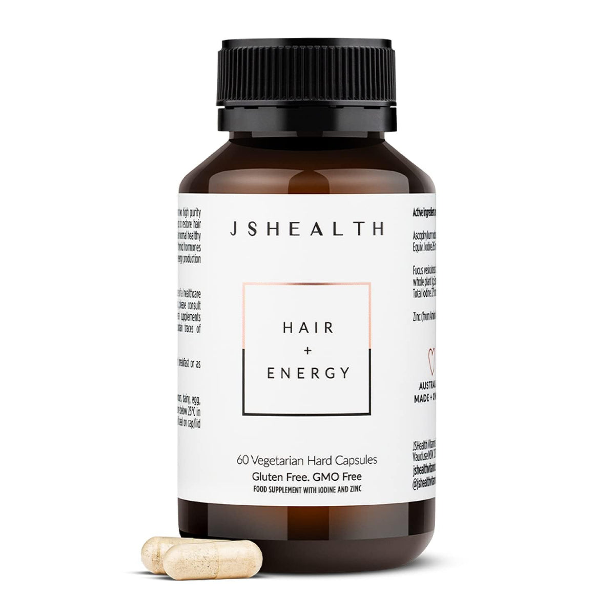 JSHealth Hair Formula - Vitamins for Hair Growth and Energy with Zinc and Iodine 