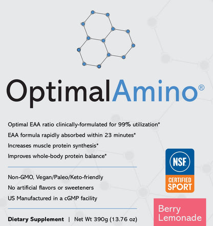 OptimalAmino Best Pre/Post Workout Recovery Drink, 99% Utilization Essential Amino Acid