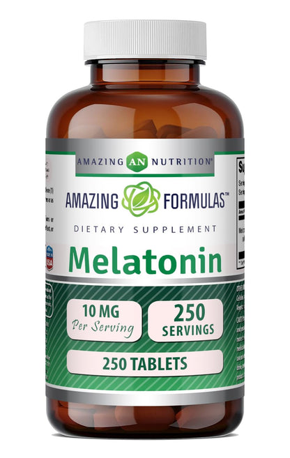 Amazing Formulas Melatonin 10 Mg Supplement | Tablets | Non-GMO | Gluten-Free | Made in USA (1 Pack | 120 Count)