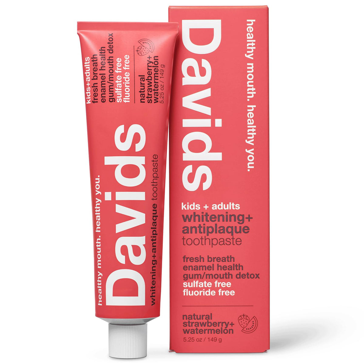 Davids Fluoride Free Toothpaste Teeth Whitening SLS Free Peppermint 5.25oz