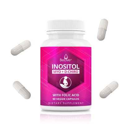 Myo-Inositol & D-Chiro Inositol Capsules with Folic Acid for PCOS | Prenatal Fertility
