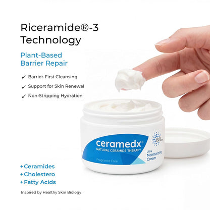 Ceramedx Ultra Moisturizing Ceramide Body Cream, Unscented, 6 oz Jar | Plant-Based Riceramide-3 with Shea, Cocoa Butter & Calendula | Intensive Relief for Very Dry Skin | Vegan