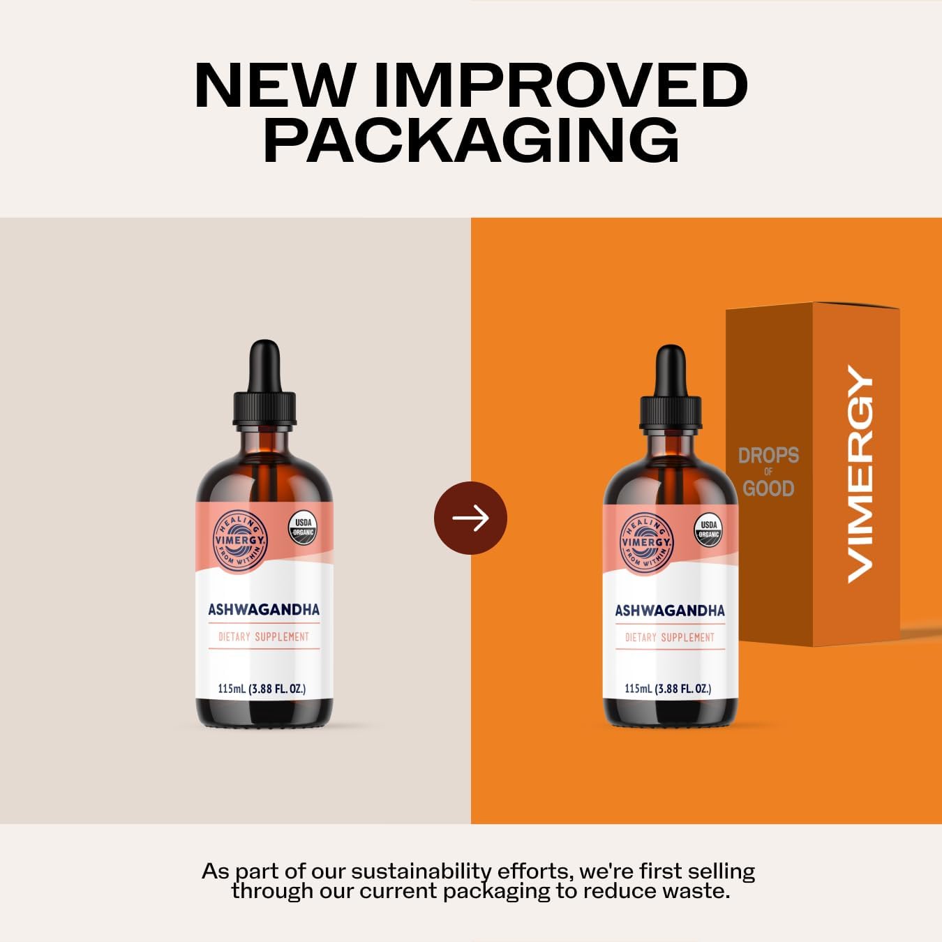 Vimergy USDA Organic Ashwagandha Liquid Extract – 57 2mL Servings (220mg Extract per Serving). Stress Adaptogen, Cognitive & Sleep Support. Alcohol-Free, Non-GMO (115 mL)