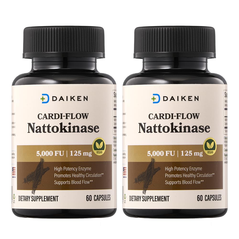DAIKEN Nattokinase 5,000 FU, High Potency Nattokinase Supplement, Non-GMO & Vegan, Lab Tested, 60 Capsules