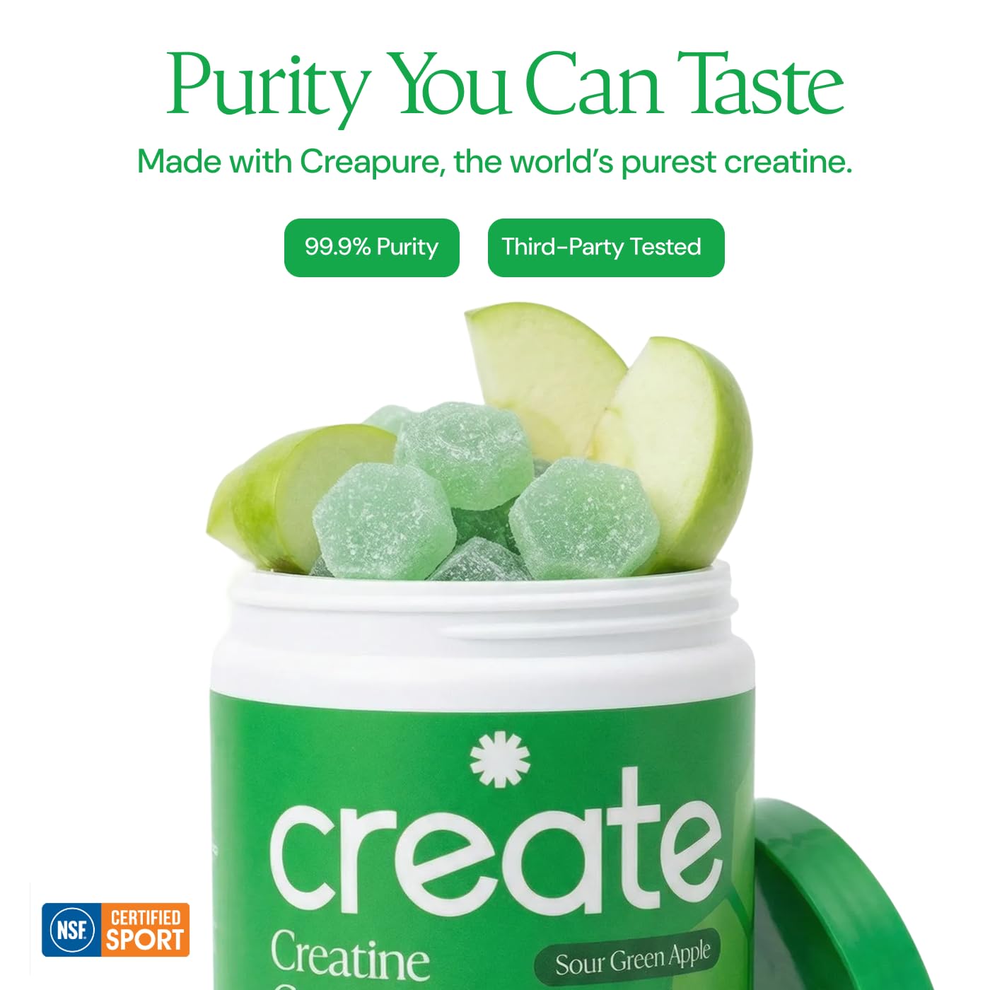 Create Creatine Monohydrate Gummies for Men & Women, Boost Focus, Strength, and Endurance, Anti-Melting Formula, Vegan, Gluten-Free, Non-GMO, 1.5g of Creatine per Gummy (Orange)