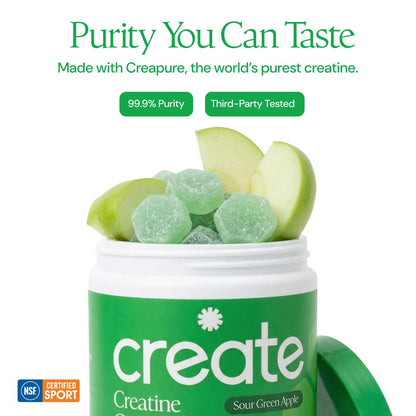Create Creatine Monohydrate Gummies for Men & Women, Boost Focus, Strength, and Endurance, Anti-Melting Formula, Vegan, Gluten-Free, Non-GMO, 1.5g of Creatine per Gummy (Orange)
