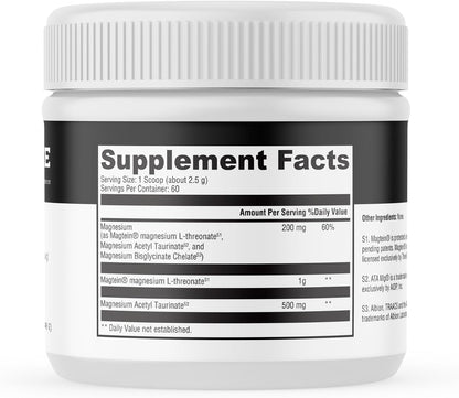 MYOXCIENCE Brain Mag | Magnesium L-Threonate Magtein & Magnesium Glycinate Powder (Unflavored) (60 Servings)