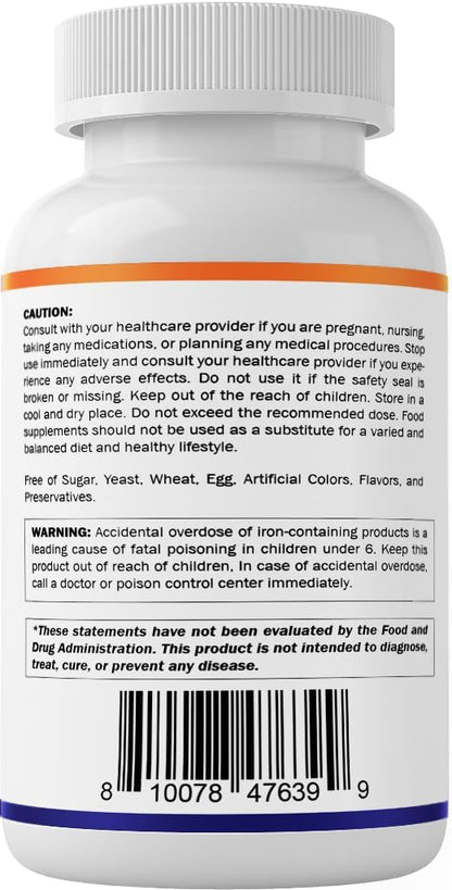 Vitamatic Ferrous Fumarate 325 mg + Vitamin C 100 mg (104 mg Elemental Iron) – High Potency Iron Supplement – Gentle on Stomach, 120 Coated Tablets, Made in USA