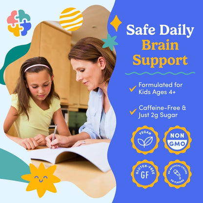 FIRST DAY Kids Calming Gummies (Strawberry) & Brain Focus Gummies (Peach) for Rest & Attention | Mood & Energy | No Melatonin | Stimulant-Free | Clean Label Project Verified® | Vegan | 30-Day Supply