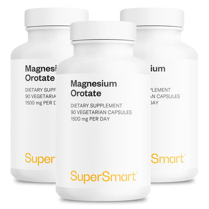 SuperSmart Magnesium Orotate 1500mg per Day - High Absorption Magnesium Supplement | Non GMO & Gluten Free - 90 Vegetarian Capsules