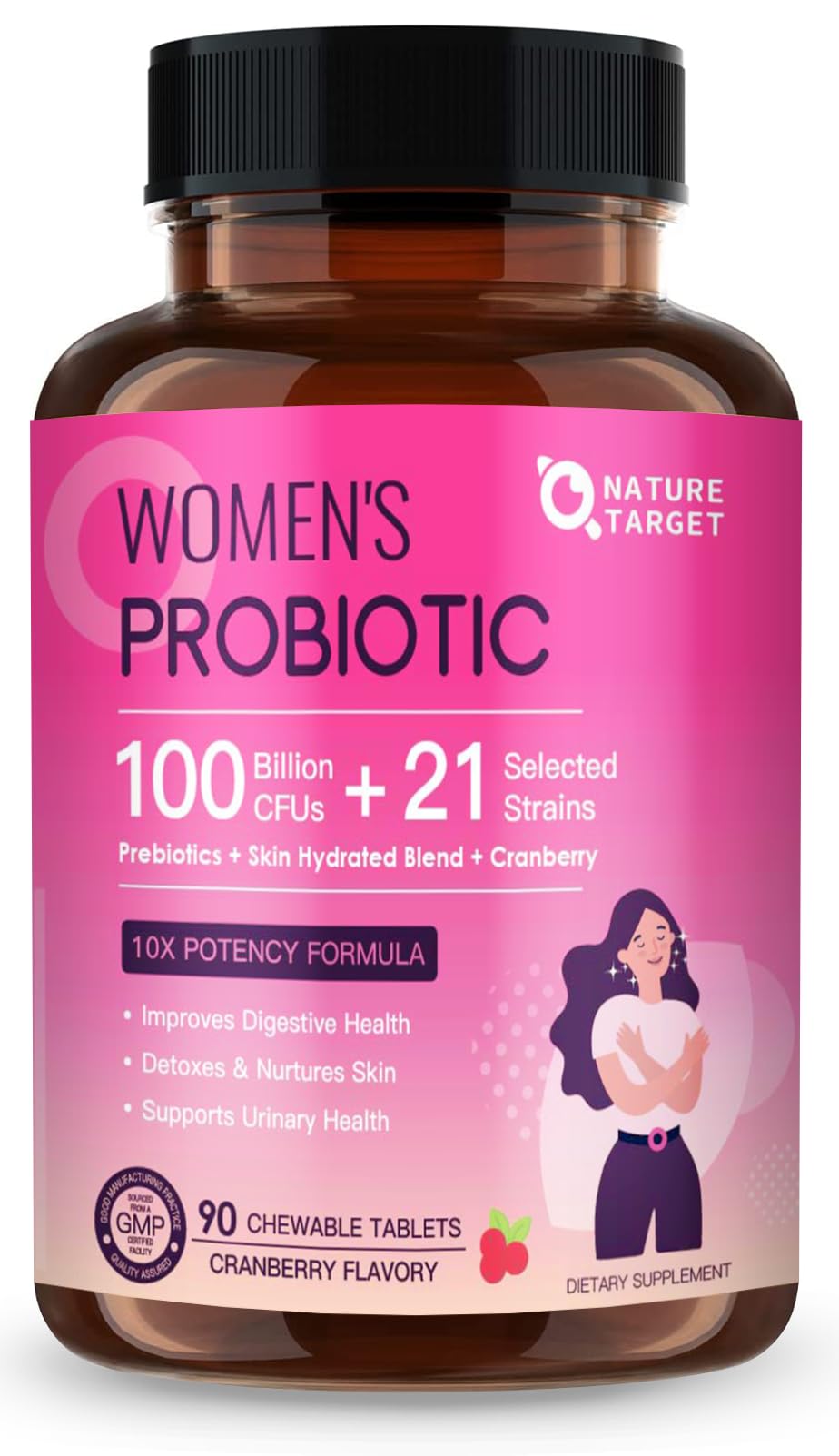 Probiotics for Women Digestive Health, Vaginal Probiotics with D-Mannose & Cranberry
