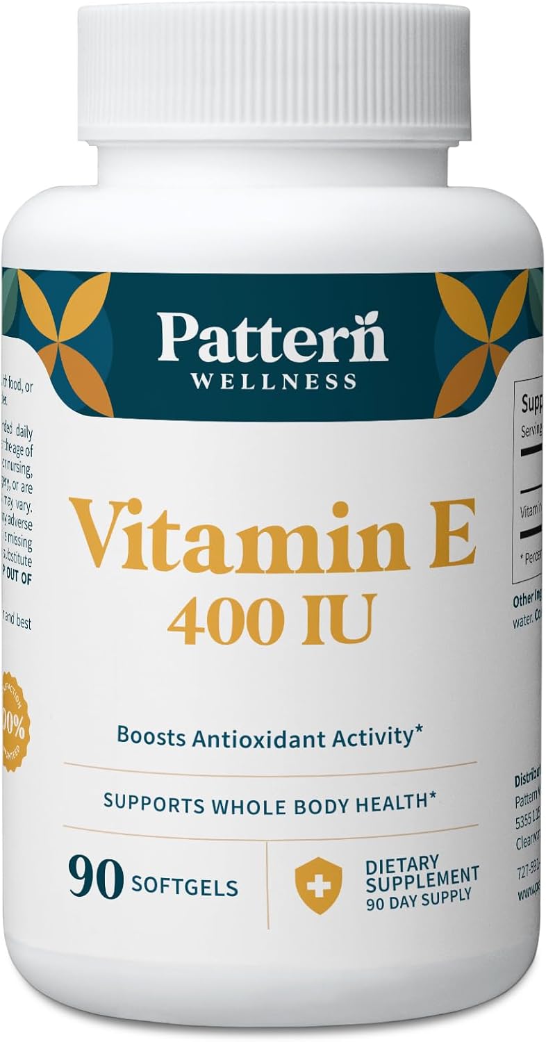 Pattern Wellness Vitamin E 400 IU – Supports Antioxidant, Immune & Cellular Health – 90 Softgels, 3rd Party Lab Tested