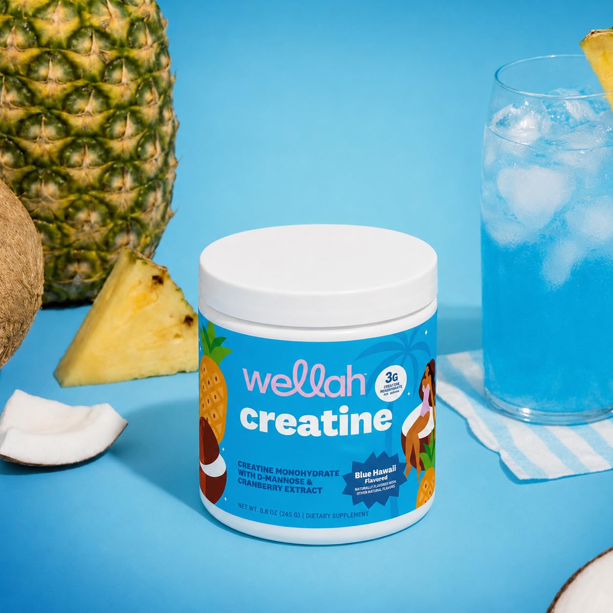 Wellah Creatine for Women - Creatine Monohydrate with Dandelion & Cranberry Extract (50 Servings, Strawberry Lemonade) | Creatine Monohydrate with Dandelion & Cranberry Extract