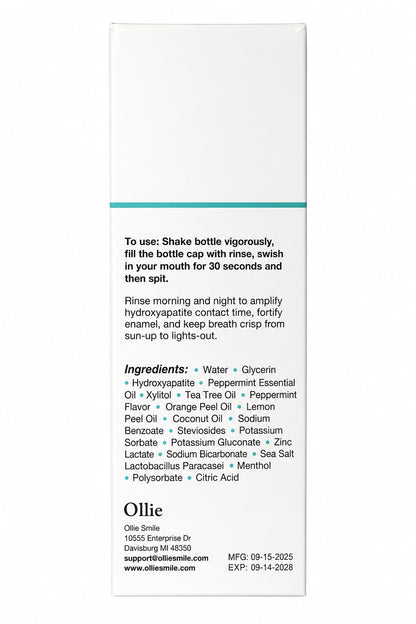 Ollie Arctic Mint Mouthwash, with 3% Hydroxyapatite, Alcohol-Free, 1 Pack