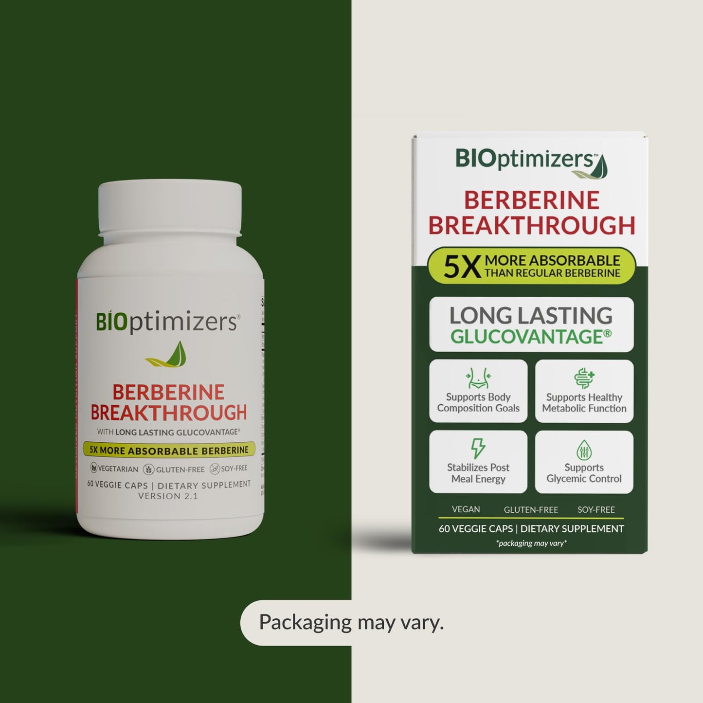 BIOptimizers Berberine Breakthrough Supplement - Metabolic Support –Healthy Metabolism - 60 Capsules – Vegetarian, Gluten-Free, Soy-Free