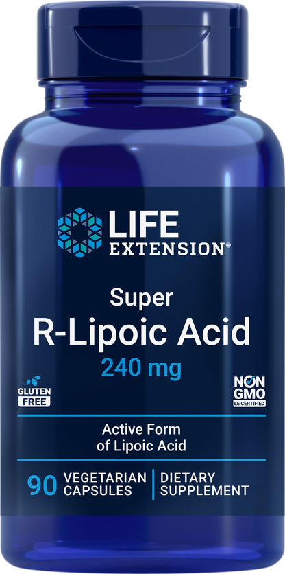 Life Extension Super R-Lipoic Acid – Healthy Aging, oxidative Stress Defense – with 240 mg of Active R-Form of R-Lipoic Acid – Gluten-Free – Non-GMO – Vegetarian – 60 Capsules | Active R-Form for Healthy Aging & Oxidative Stress Defense, 240 mg R-Lipoic A