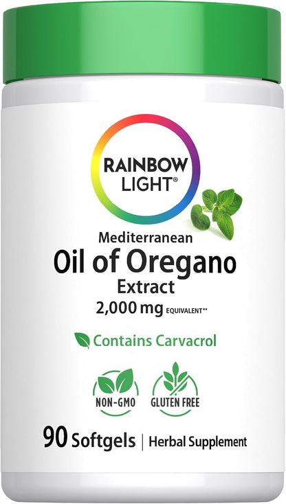 Rainbow Light Oil of Oregano | 90 Softgels | Mediterranean & Wild Harvested Oregano leaf | Contains Naturally Occurring Carvacrol | Non-GMO and Gluten Free