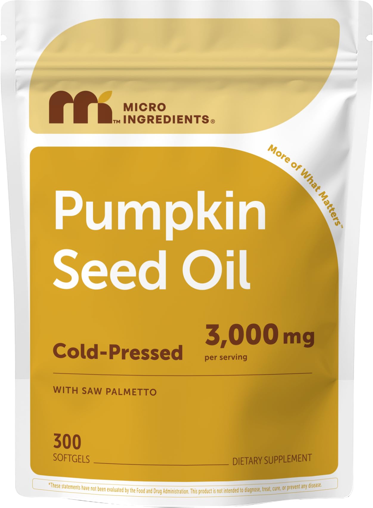 Micro Ingredients Pumpkin Seed Oil with Saw Palmetto,300 Softgels | Cold Pressed, Pure Virgin Oil, Essential Fatty Acids, & Phytosterols | Non-GMO