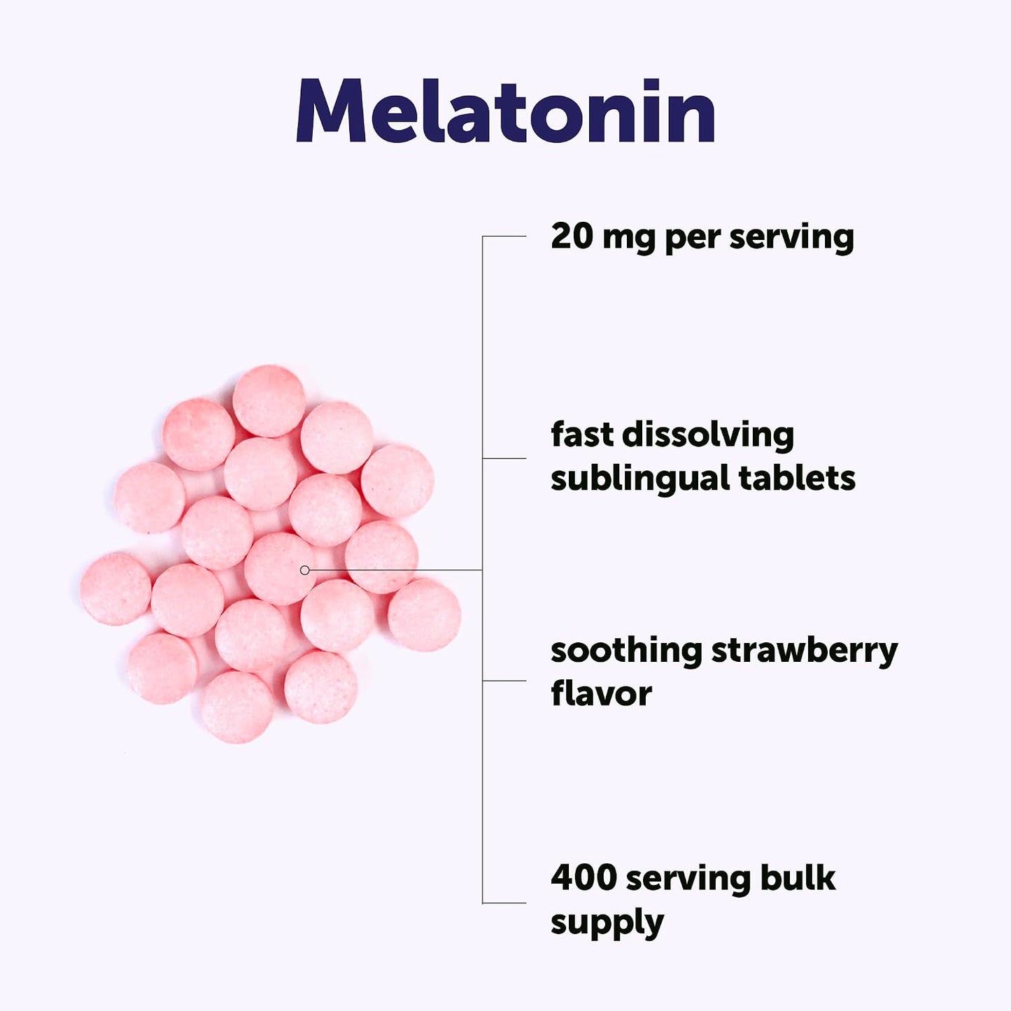 Micro Ingredients Melatonin 20mg, 400 Tablets | Strawberry Flavor | Fast Dissolve | 100% Drug Free | Vegetarian Friendly | Non-GMO, No Gluten, Sugar Free