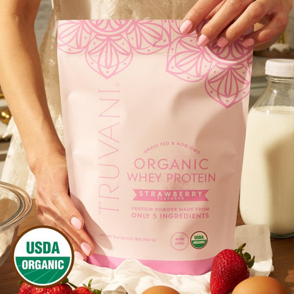 Truvani Organic Whey Protein Powder | Vanilla | 20 Servings | 20g Grass Fed Whey Protein | USDA Organic & Non-GMO | Gluten Free | No Gums, No Soy, No Stevia, No Added Sugars