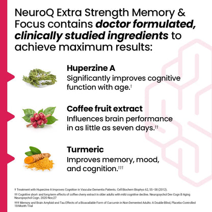 NeuroQ Memory & Focus | Formulated by Neurologist Dr. Dale Bredesen | Addresses All 4 Causes of Cognitive Decline | Ginkgo Biloba, Phosphatidylserine, Gotu Kola, Coffee Fruit, Turmeric & Propolis