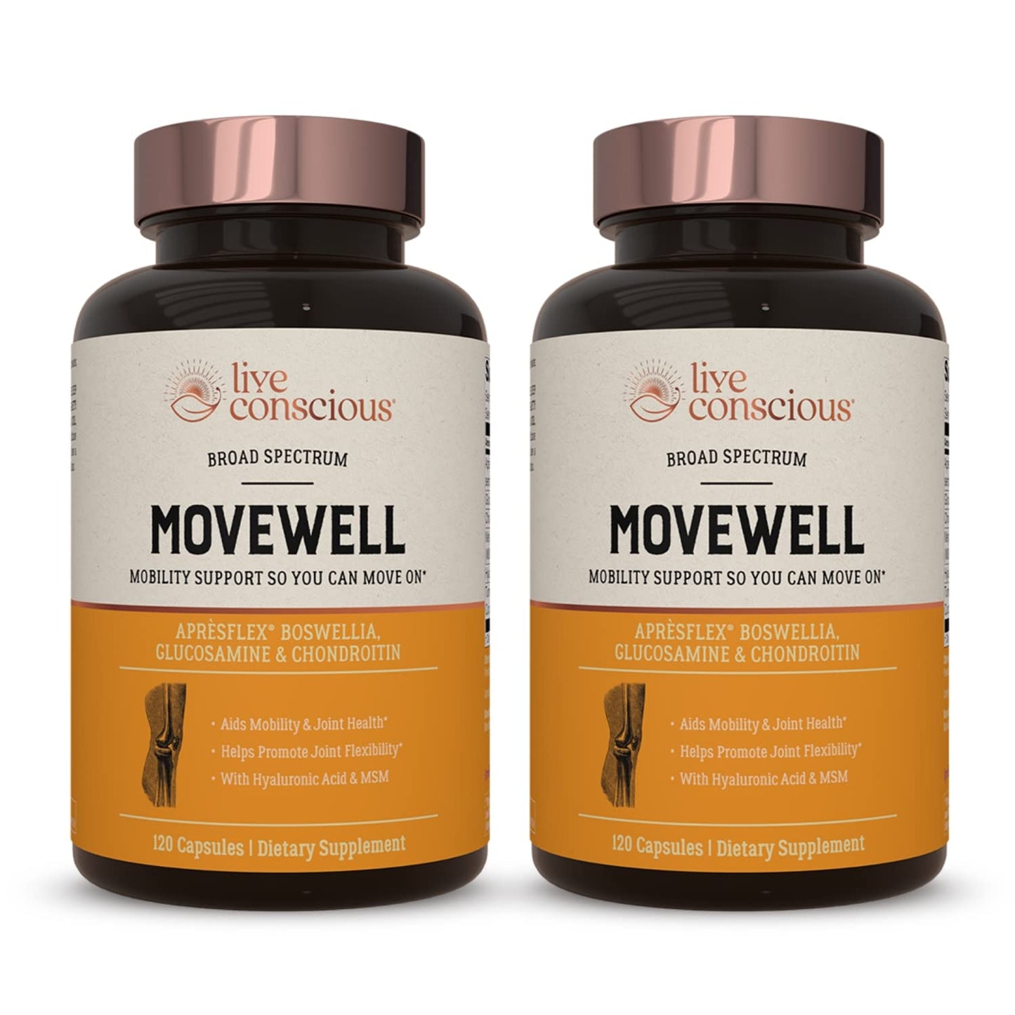 Live Conscious Glucosamine Chondroitin with MSM, Hyaluronic Acid, and More - MoveWell Joint Health Supplement