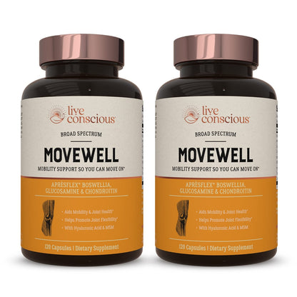 Live Conscious Glucosamine Chondroitin with MSM, Hyaluronic Acid, and More - MoveWell Joint Health Supplement