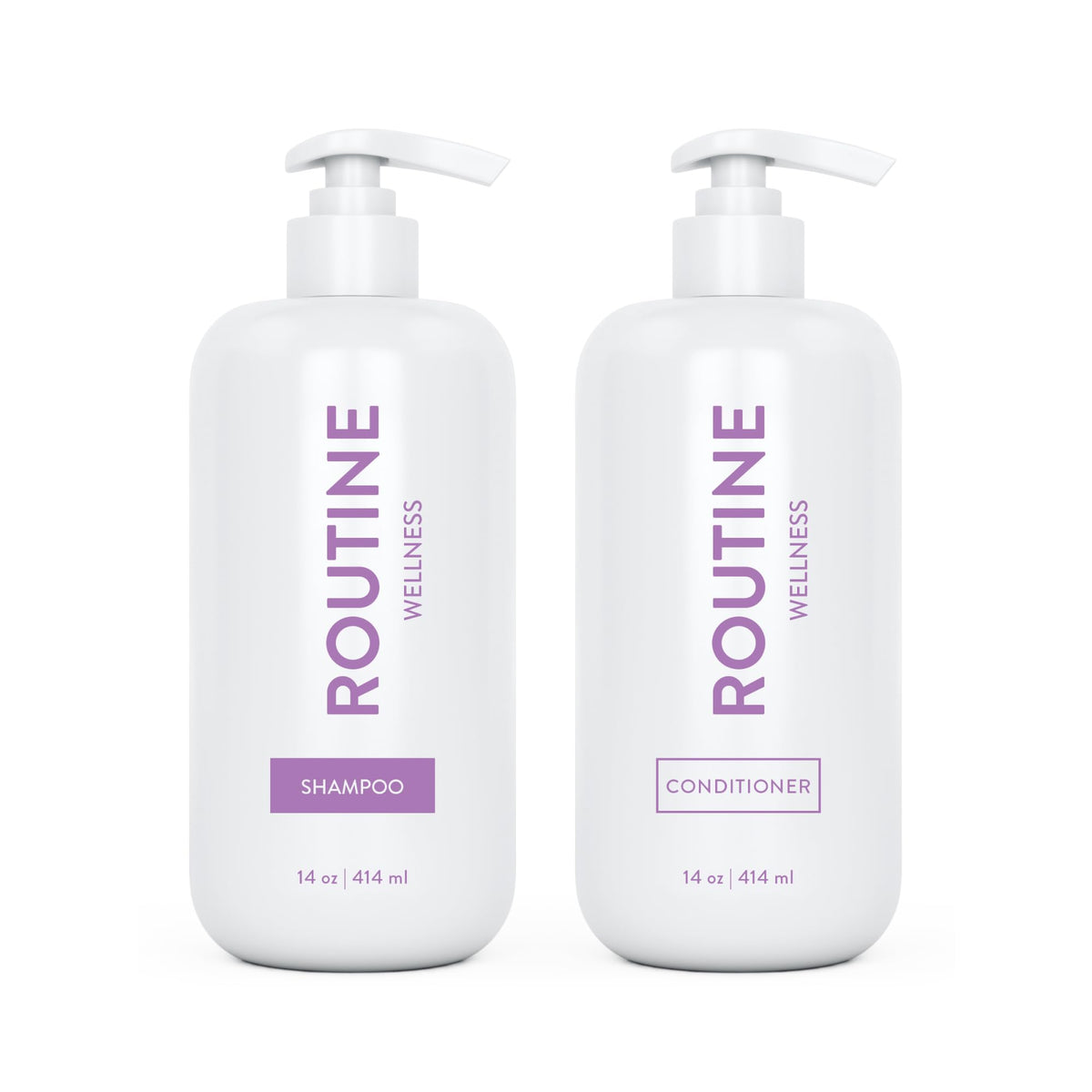 Routine Wellness Shampoo and Conditioner Set for Stronger Hair - Vegan, Clinically Tested 