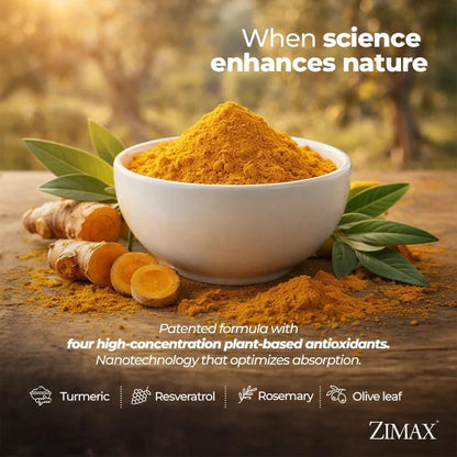 ZIMAX Super ANTIOXIDANT - 100% Natural - High Absorption Curcumin, Rosemary Extract, Grape Seed Extract, Olive Leaf Extract ORAC 3,451,770 (Canister) 90 Grams (1-Pack)
