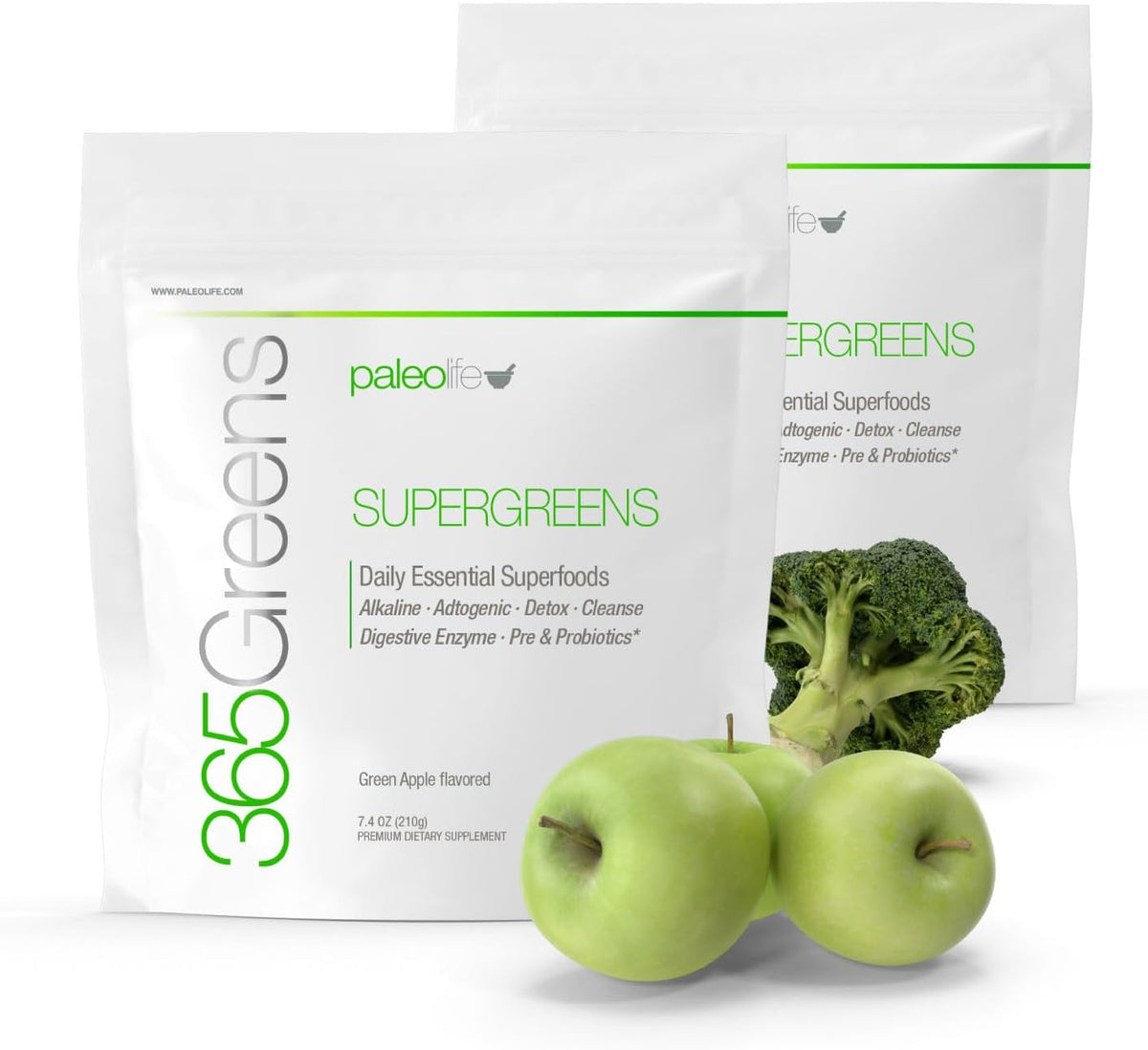 365Greens Daily Essential Premium Superfood with 75 Minerals, Vitamins, Vegetables, Fruits and adaptogens. Green 7.4 oz (2)