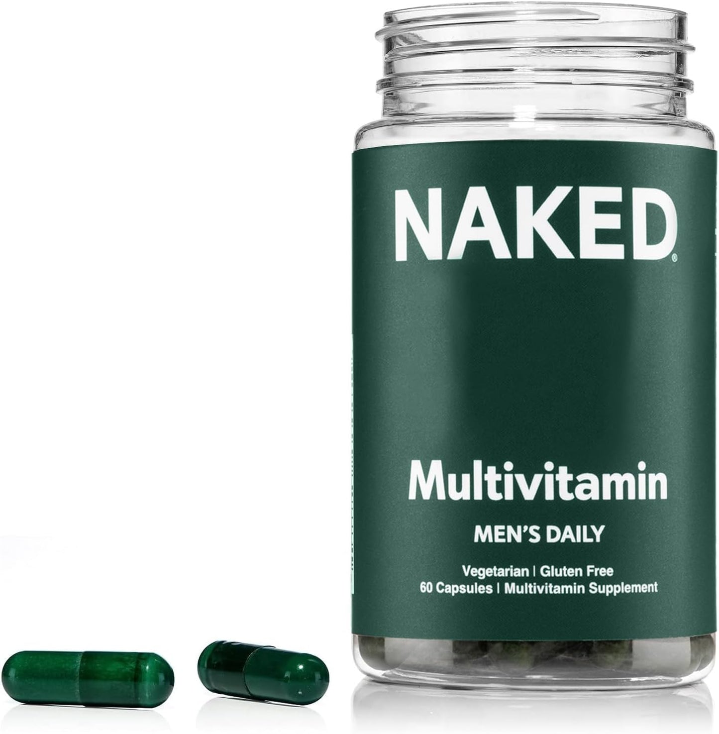 NAKED Men’s Multi – Daily Multivitamin for Men – A, C, E, Selenium, Zinc, Fruit and Super Green Extracts and More to Boost Immune Support – Gluten-Free and Vegetarian Daily Vitamins – 60 Capsules