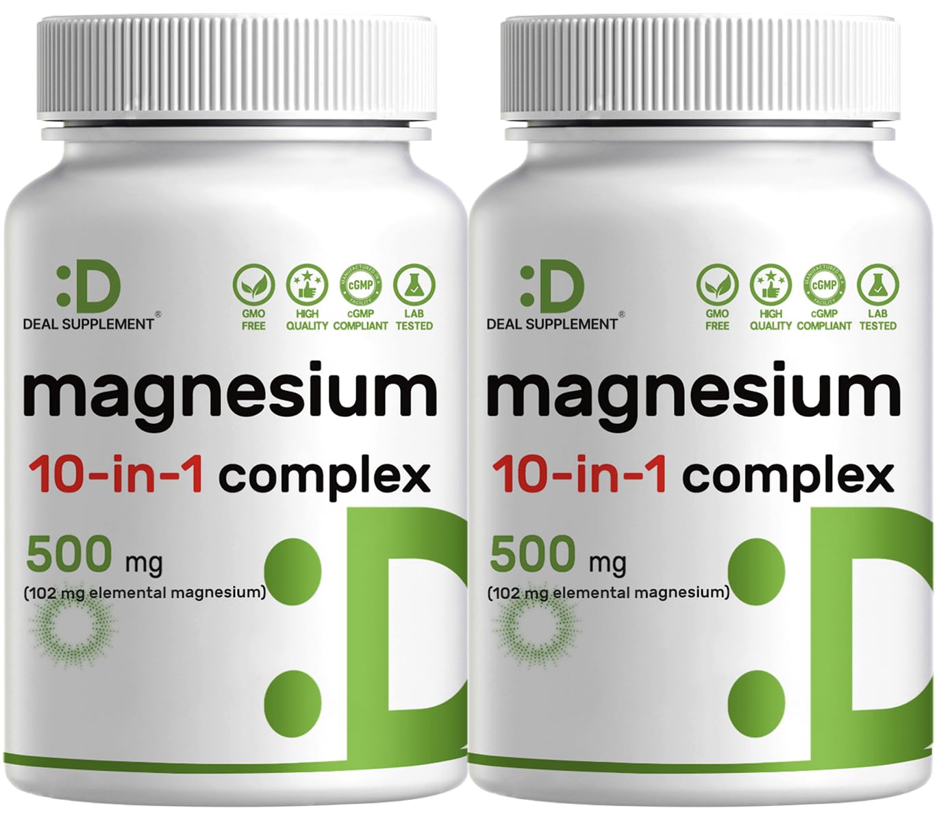 Magnesium Complex 500mg, 240 Veggie Capsules – 10-in-1 Glycinate, Citrate, Malate, Oxide, & More – 100% Chelated for Easy Absorption – Essential Mineral Supplement – Non-GMO