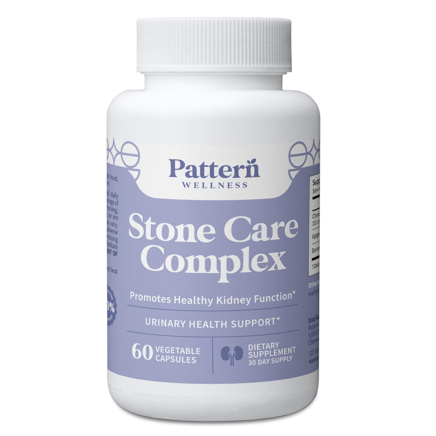 Pattern Wellness Stone Care Complex – Supports Healthy Kidney & Urinary Function – with Chanca Piedra, Chamomile Extract & Boron – 3rd Party Lab Tested – Vegan, Non-GMO - 60 Capsules